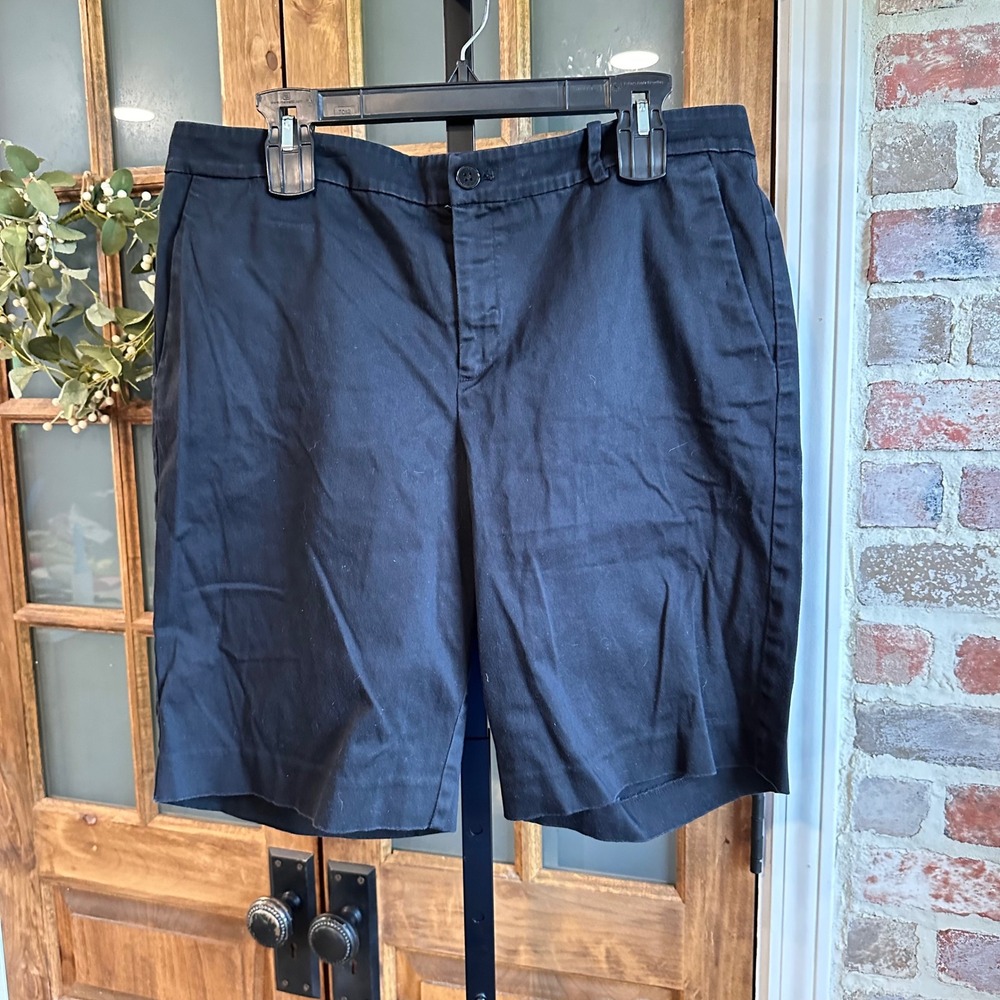 Lauren Ralph Lauren Bermuda Shorts Womens 14 Black Stretch Cotton Twill Classic